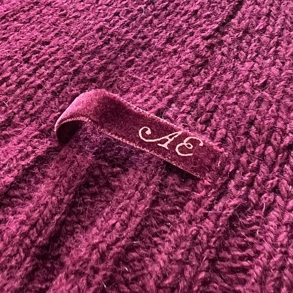 AEO Sweater Angora Wool Blend Crew Neck Long Sleeve Burgundy Wine Junior Large L - Picture 4 of 14